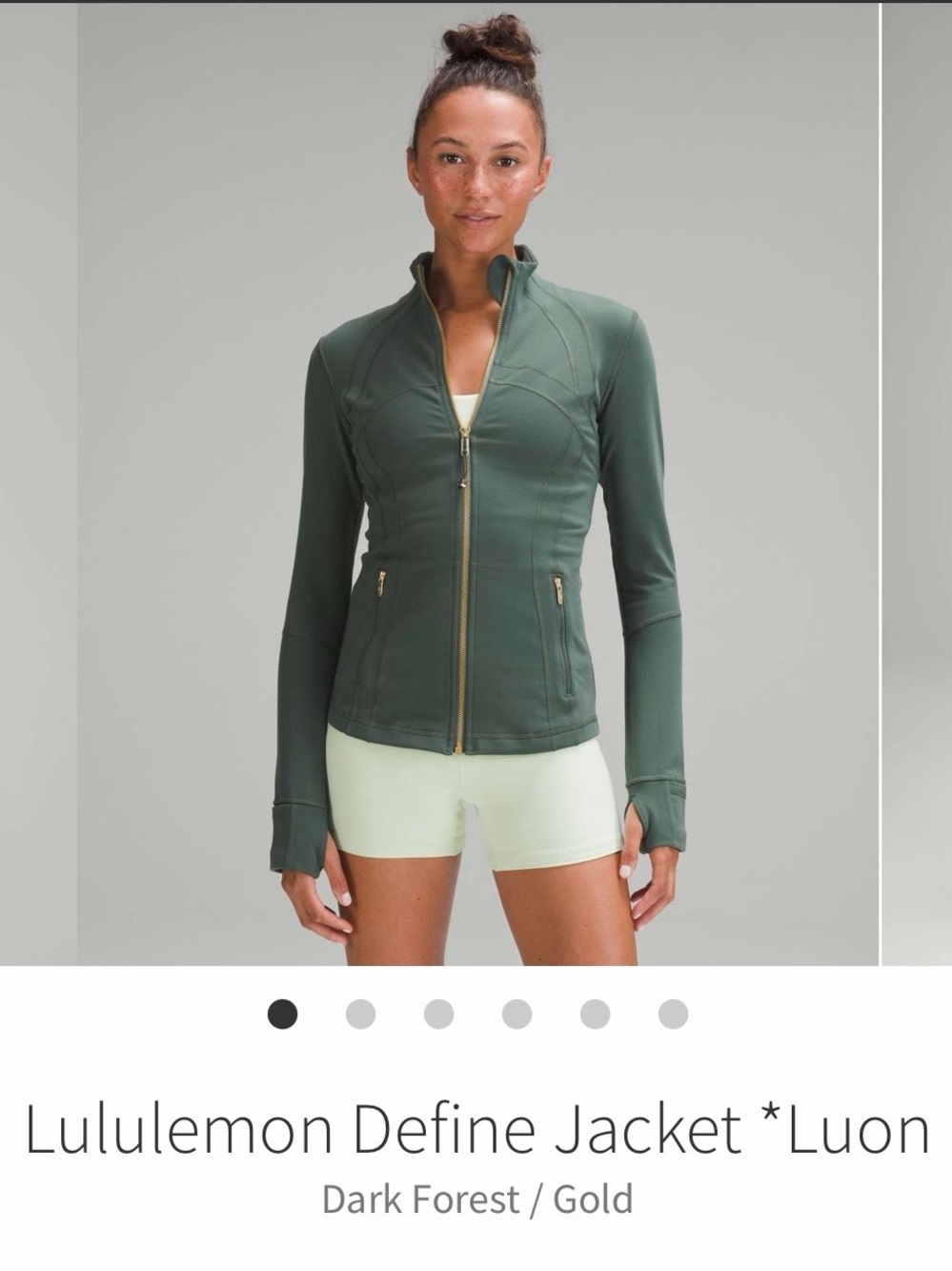 lululemon Define Jacket *Luon Size 6 Dark Forest Green with Gold Zippers